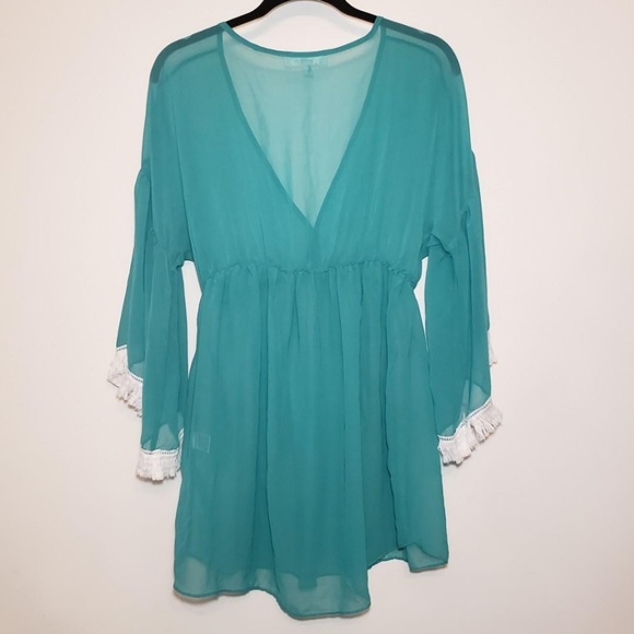 Francesca's Collections Tops Francescas Womens Sheer Green Top Size